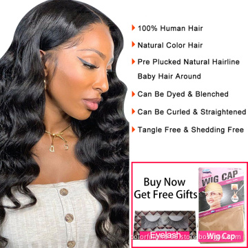 32 30 28 inch Brazilian hair 13x4 HD transparent Lace Front Wig Remy Human Hair Wigs For Women loose deep wave Wig